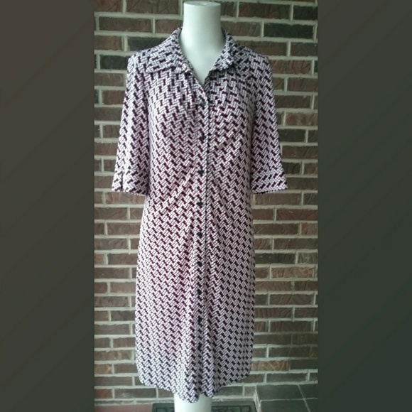 Laundry Geometric Print Dress Black Red and White - Picture 1 of 6
